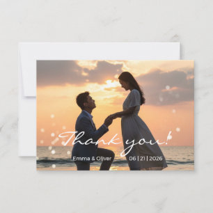 Minimalist Elegant Floral Wedding Photo Thank You Card