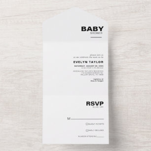 Minimalist Elegant Formal Baby Shower All In One Invitation