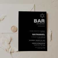 Minimalist Elegant Formal Black Bar Mitzvah  