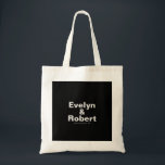 Minimalist Elegant Formal Black Wedding Tote Bag<br><div class="desc">This minimalist elegant formal black wedding tote bag is perfect for a rustic wedding. The design features a beautiful font in a black background to embellish your event.</div>