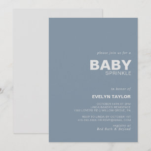 Minimalist Elegant Formal Blue Baby Sprinkle Invitation