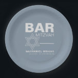 Minimalist Elegant Formal Blue Bar Mitzvah  Paper Plate<br><div class="desc">These minimalist elegant formal blue bar mitzvah paper plates are perfect for a simple religious celebration. The design a beautiful font in a blue white background to compliment your event.</div>