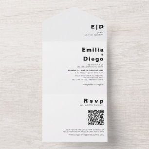 Minimalist Elegant Formal Boda Wedding All In One Invitation