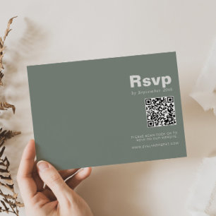 Minimalist Elegant Formal Green Wedding RSVP Card