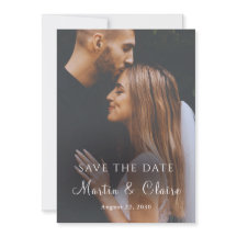 Minimalist Elegant Full Photo Save The Date Card 