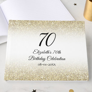 Minimalist Elegant Gold and Black 70th Birthday Guest Book