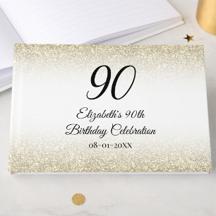 Minimalist Elegant Gold and Black 90th Birthday Guest Book