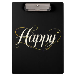 Minimalist Elegant Gold Happy Typography - Classy Clipboard