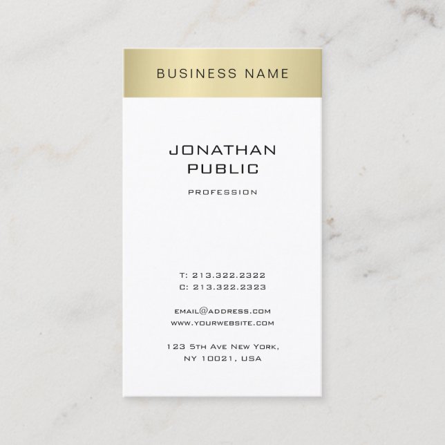 Minimalist Elegant Gold Look Plain Trendy Modern Business Card (Front)