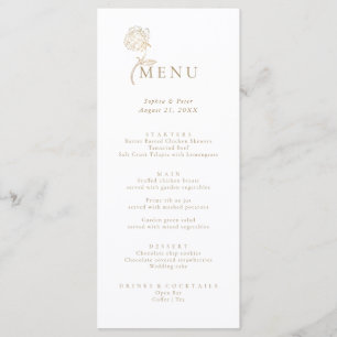 Minimalist Elegant gold peony Menu