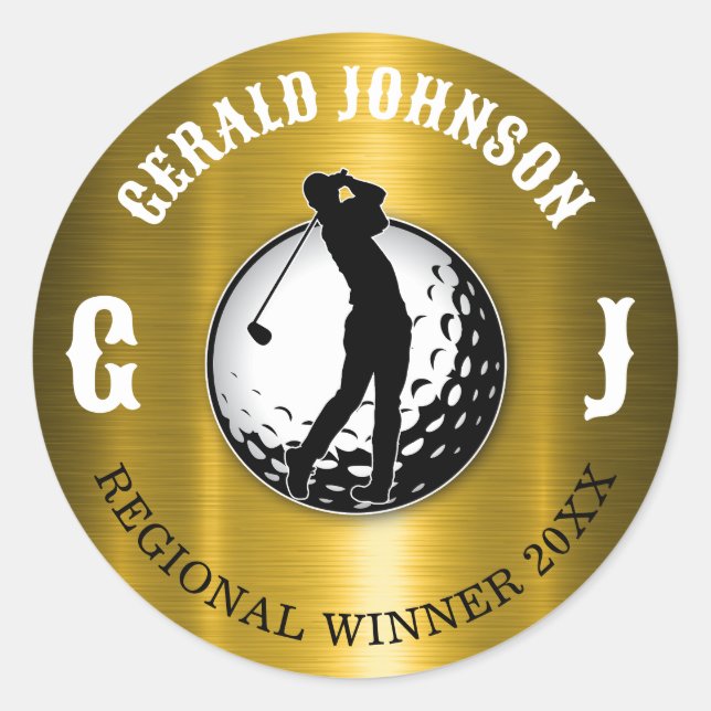 Minimalist Elegant Golf Design Classic Round Stick Classic Round Sticker (Front)