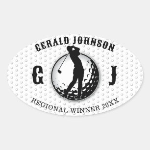 Minimalist Elegant Golf Design Oval Sticker