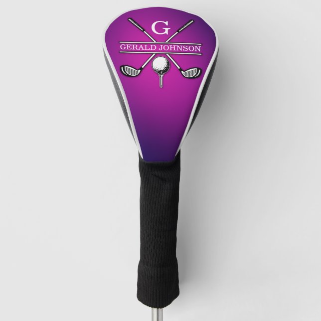 Minimalist Elegant Golf Monogram Design Golf Head Cover (Front)