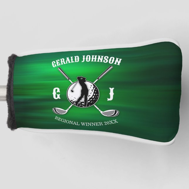 Minimalist Elegant Golf Monogram Design Golf Head Cover (Front)