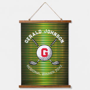 Minimalist Elegant Golf Monogram Design Hanging Tapestry