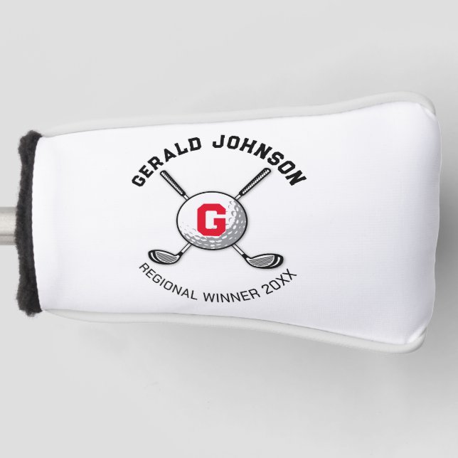 Minimalist Elegant Golf Monogram Design Head Cover (Front)