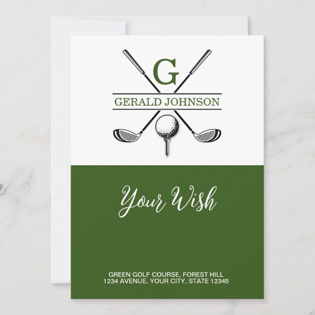 Minimalist Elegant Golf Monogram Design Holiday Card (Front)