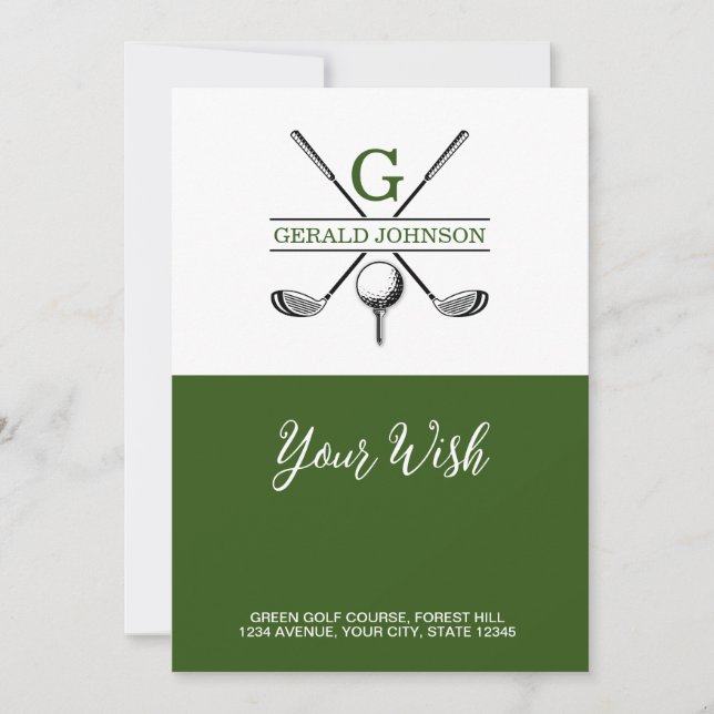 Minimalist Elegant Golf Monogram Design Holiday Card (Front)