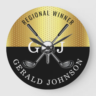 Minimalist Elegant Golf Monogram Design Large Clock