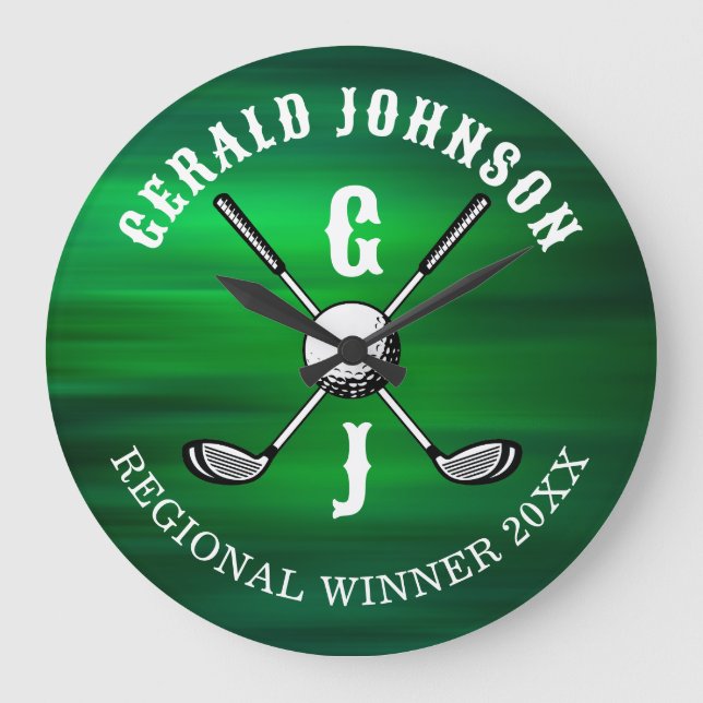 Minimalist Elegant Golf Monogram Design Large Clock (Front)