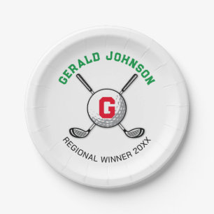 Minimalist Elegant Golf Monogram Design Paper Plate