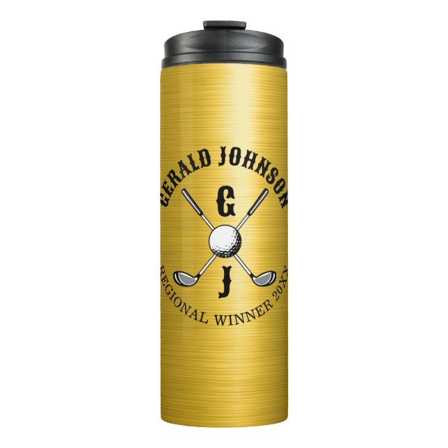 Minimalist Elegant Golf Monogram Design Thermal Tumbler (Front)