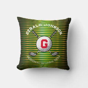 Minimalist Elegant Golf Monogram Design Throw Pillow