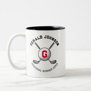 Minimalist Elegant Golf Monogram Design Two-Tone Coffee Mug