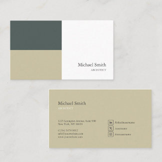 minimalist elegant green geometric blocks business card
