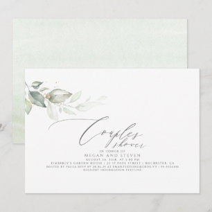 Minimalist Elegant Greenery Couples Shower Invitation