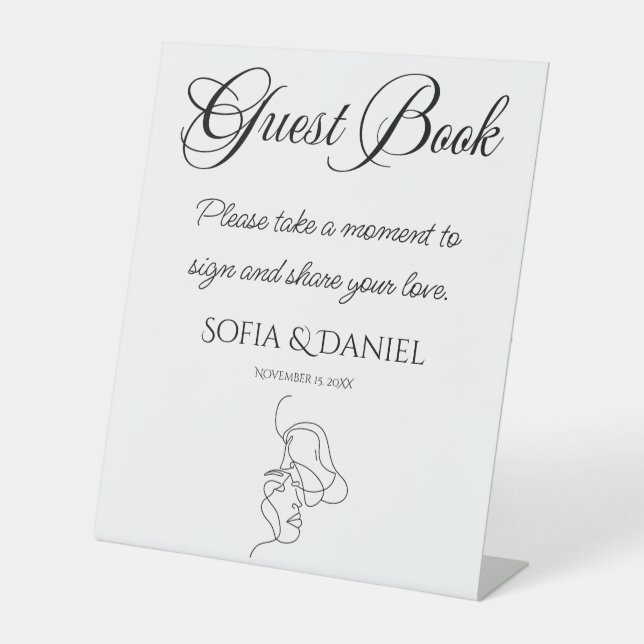 Minimalist Elegant Guest Book Wedding Sign (Front)