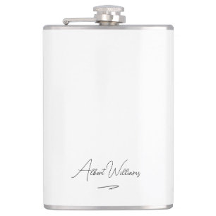 Minimalist Elegant Handwritten Custom Name  Hip Flask