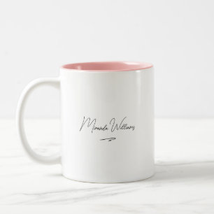 Minimalist Elegant Handwritten Custom Name  Two-Tone Coffee Mug