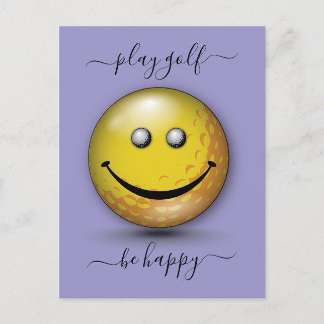 Minimalist Elegant Happy Golfer Design Postcard (Front)