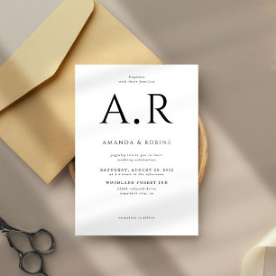 Minimalist Elegant Initials Wedding Invitation