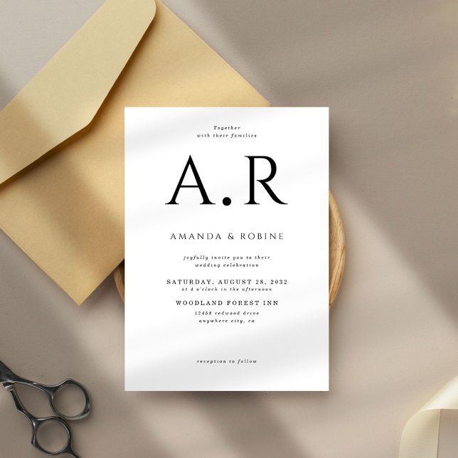 Minimalist Elegant Initials Wedding Invitation (Creator Uploaded)