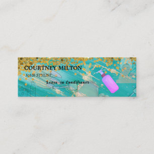 Minimalist Elegant Ivory Black Golden Hair Stylist Mini Business Card