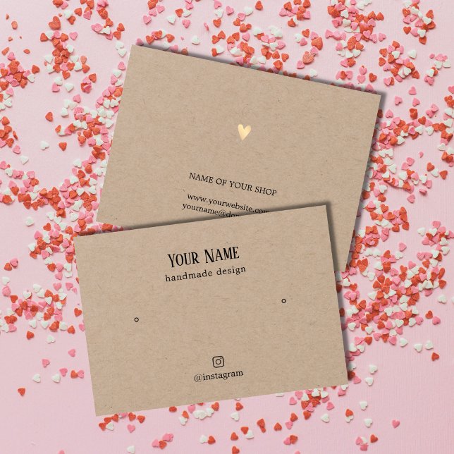 Minimalist Elegant Kraft Gold Heart Earring Card (Creator Uploaded)