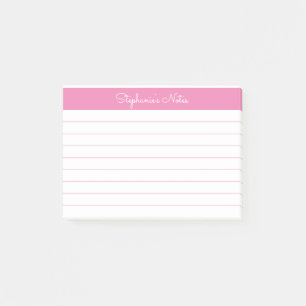 Minimalist Elegant Light Pink Lined Personalized Post-it Notes
