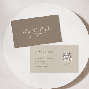 Minimalist Elegant Modern Beige Brown Neutral Business Card