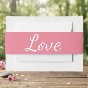 Minimalist Elegant Modern Love Pink Wedding Invitation Belly Band