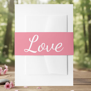 Minimalist Elegant Modern Love Pink Wedding Invitation Belly Band