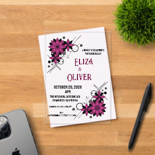 Minimalist elegant modern luxury Burgundy floral Acrylic Invitations