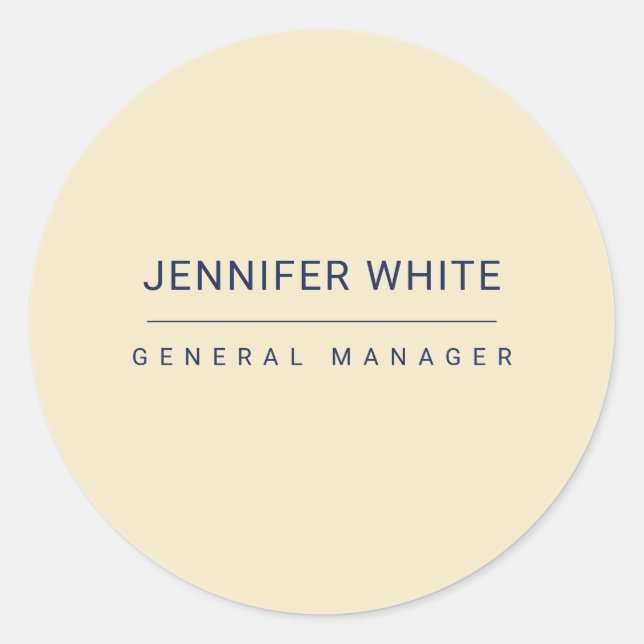 Minimalist Elegant Modern Plain Classic Round Sticker (Front)