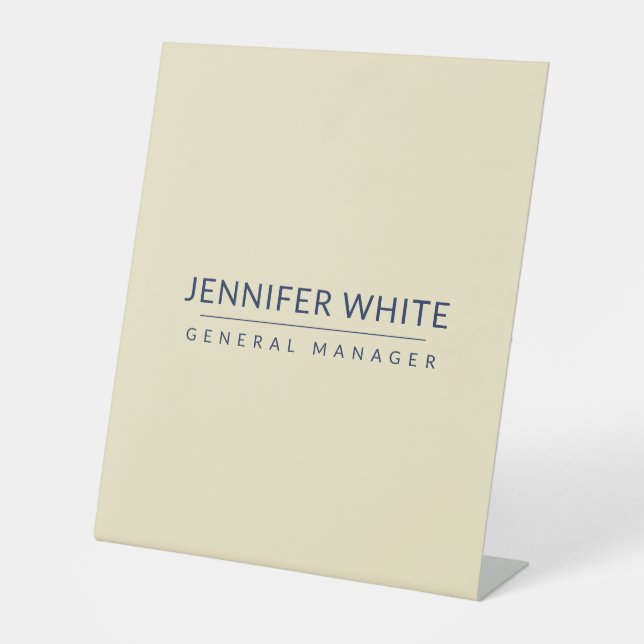 Minimalist Elegant Modern Plain Pedestal Sign (Front)