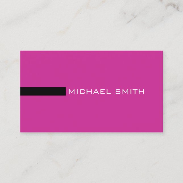 Minimalist Elegant Modern Royal fuchsia and Black Business Card (Front)