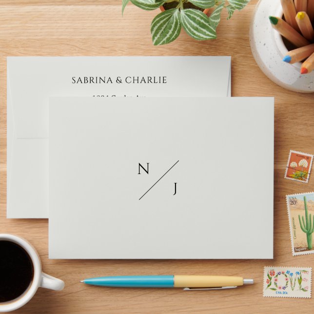 Minimalist Elegant Modern Simple Ivory Wedding Envelope (Desk)