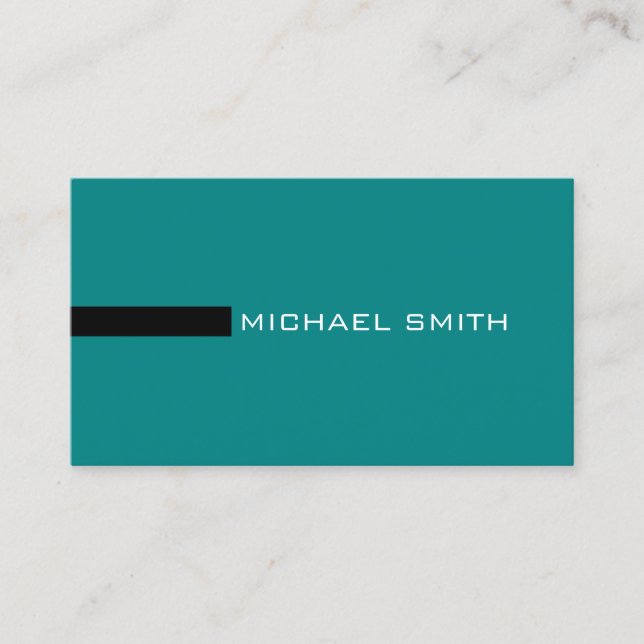 Minimalist Elegant Modern Teal and Black Business Card (Front)