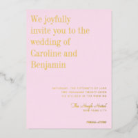 Minimalist Elegant Modern Wedding Pink Gold Foil