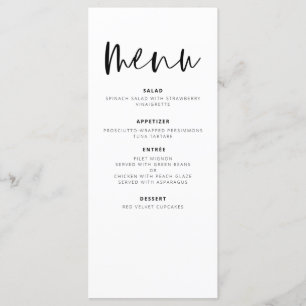 Minimalist Elegant Modern Wedding Reception Menu